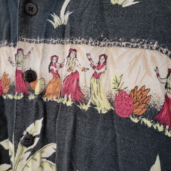 Bermuda cruz men's tropical Hawaiian hula girl Palm tree button front sh… - Picture 3 of 8